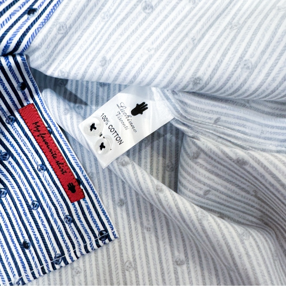 NWT VISCONTI BLACK Men's Patterned Striped Shirt Size Medium - Picture 10 of 13